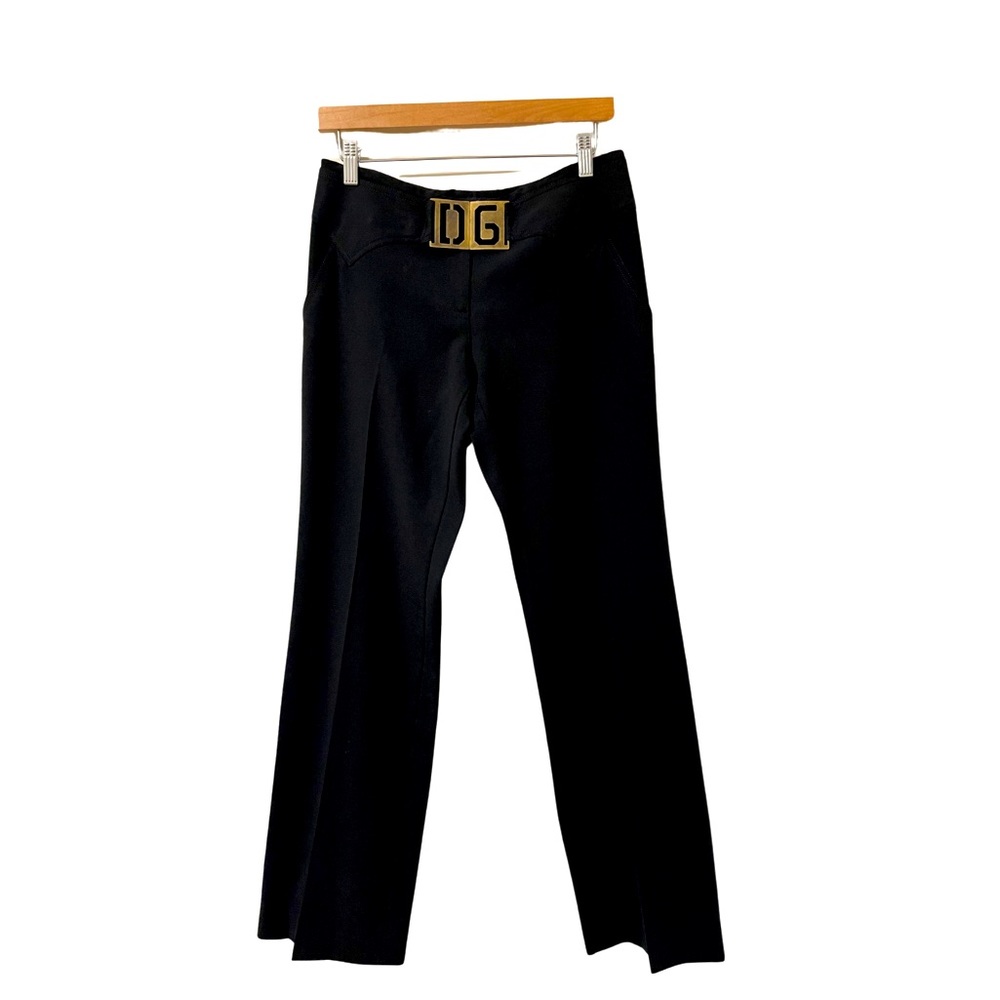 Dolce & Gabbana Black Office Career Trouser Wool Relaxed Fit Dress Pants Size 42